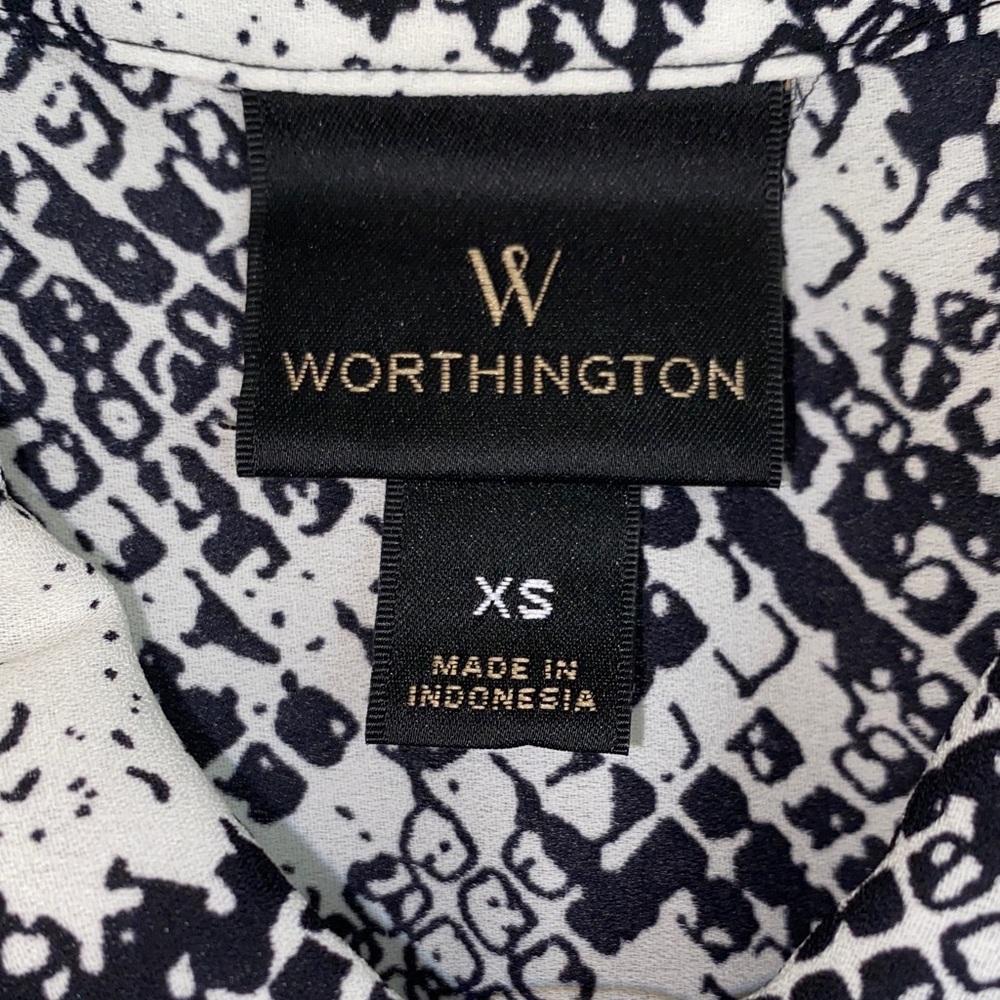 Worthington Snake Print Sleeveless Top  Black White Blouse  XS - Picture 3 of 6